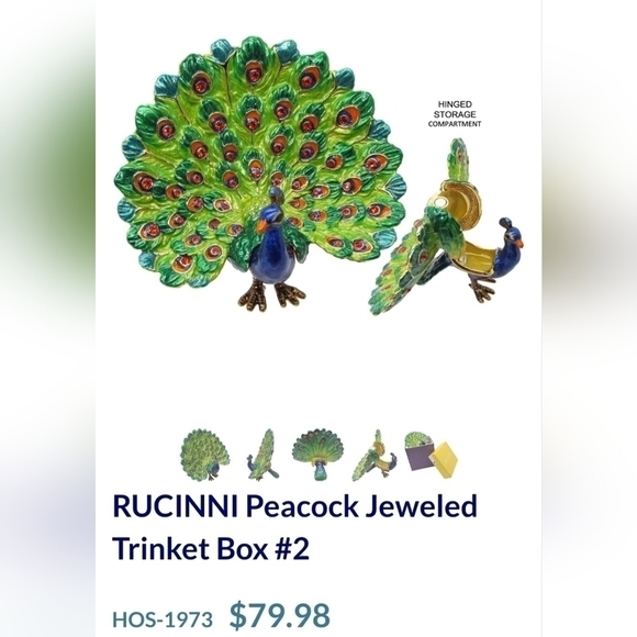 hinged Trinket Box 3.0" Peacock Eye Tail Feathers - Picture 13 of 13